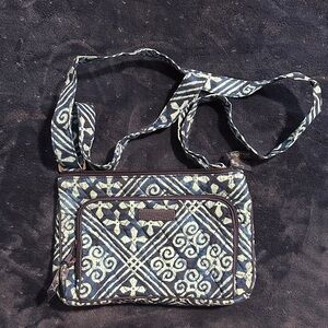 Vera Bradley Patterned Blue and White Crossbody Bag